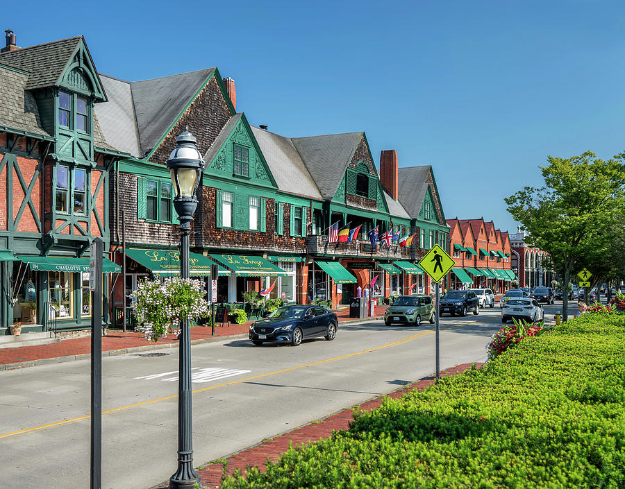 Shops On Bellevue Ave, Newport Ri Digital Art by Laura Zeid