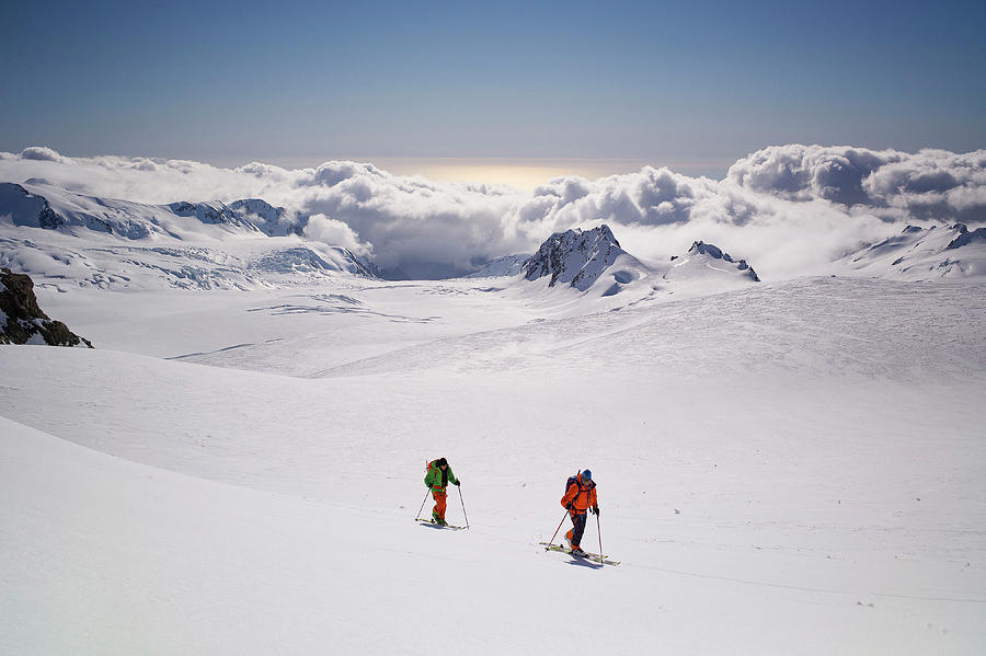 Skiers on Fox Glacier Digital Art - Skiing At Fox Glacier, New Zealand by Francesco Tremolada