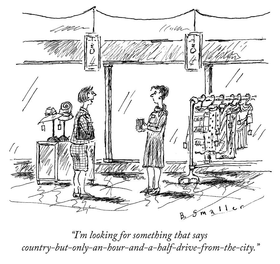 Shopping for Country Style Clothing Drawing - Something That Says Country by Barbara Smaller