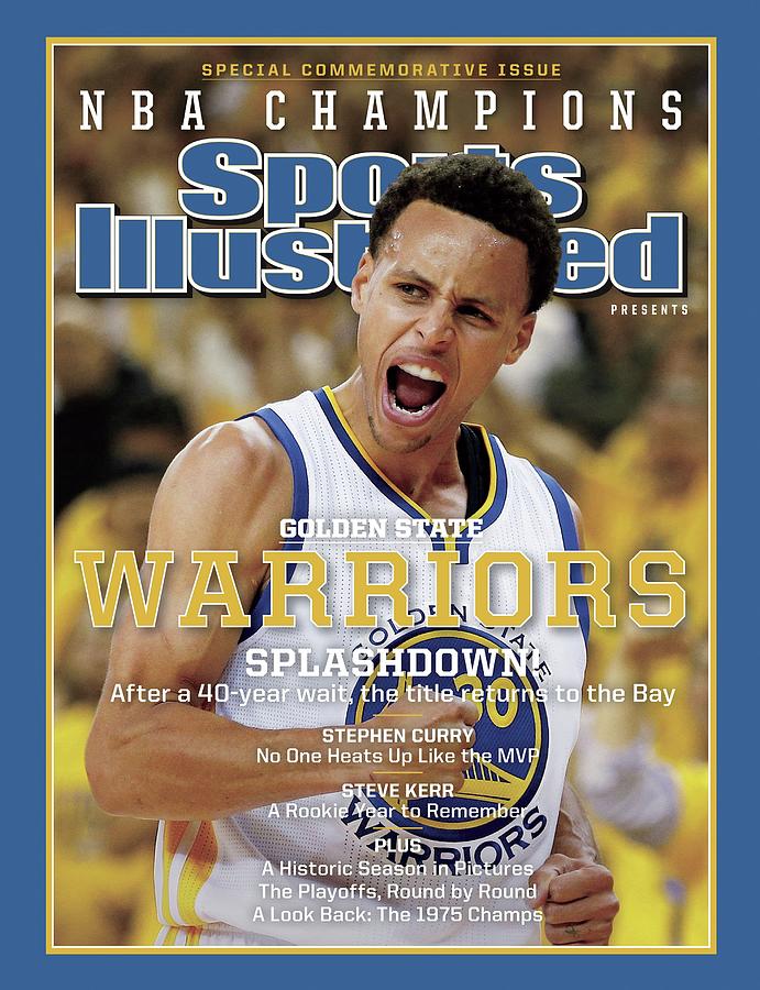 Stephen Curry Celebrates Warriors' Victory Photograph - Splashdown Golden State Warriors 2015 Nba Champions Sports Illustrated Cover by Sports Illustrated