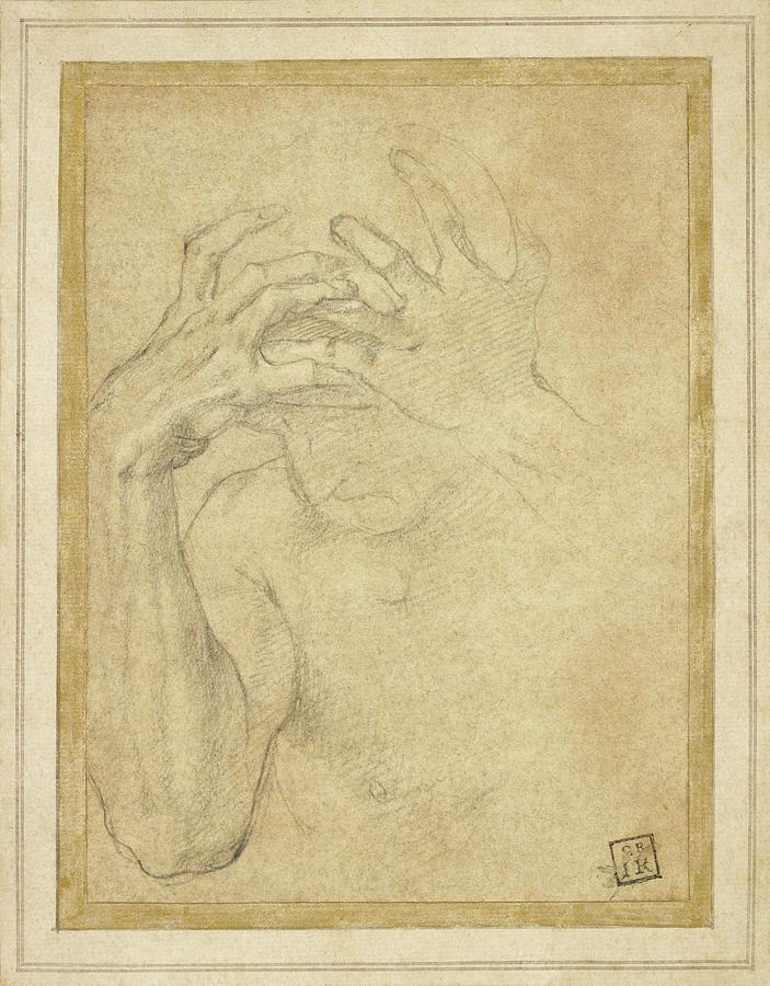 Study Of Jealousy Drawing by Agnolo Bronzino - Metal Posters