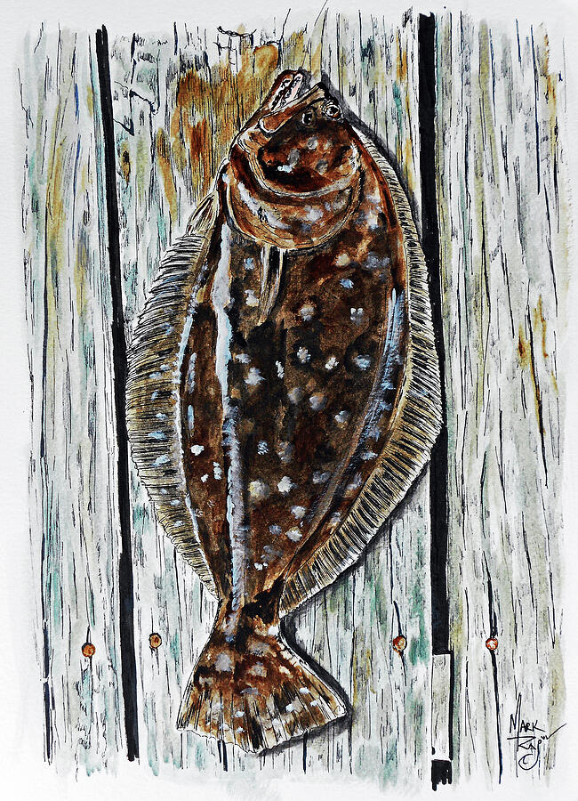 Summer Flounder Painting by Mark Ray