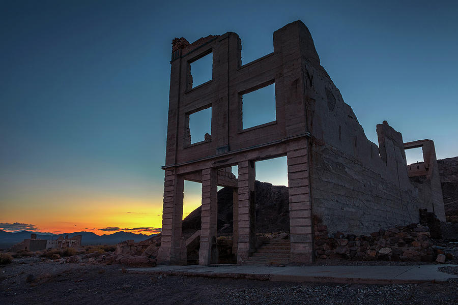 Sunset above abandoned building in Rhyolite, Nevada Photograph by Miroslav Liska