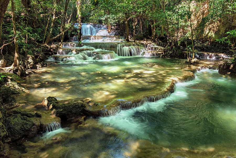 Thailand, Waterfall At Natl Park Digital Art by Bernd Grundmann