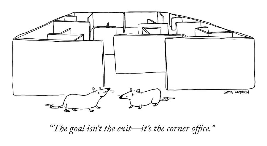 Rats in a Corporate Maze Drawing - The Corner Office by Sofia Warren