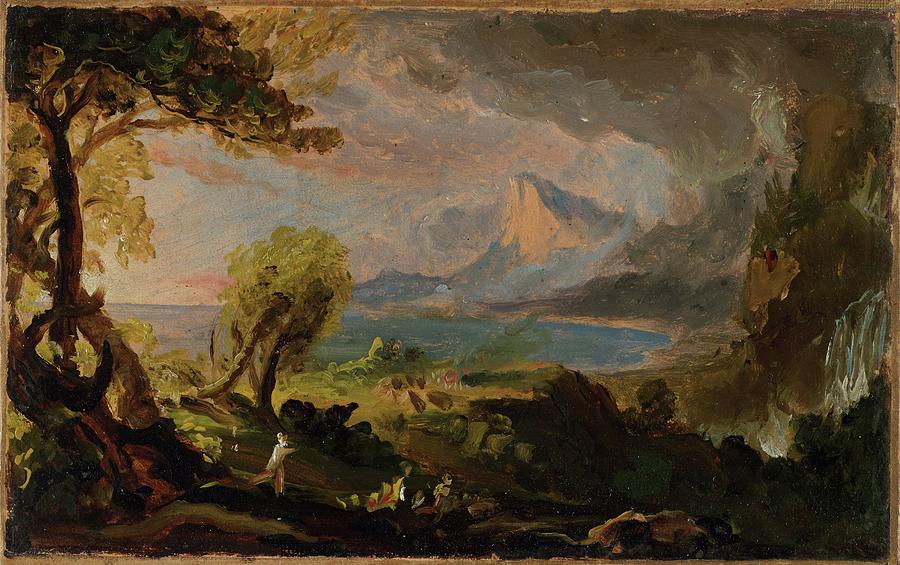 Thomas Cole's Epic Landscape Scene Painting - The Course Of Empirethe Savage State by Thomas Cole