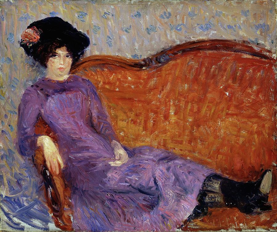 lady in purple dress painting The by William James Glackens CollectibleFigure