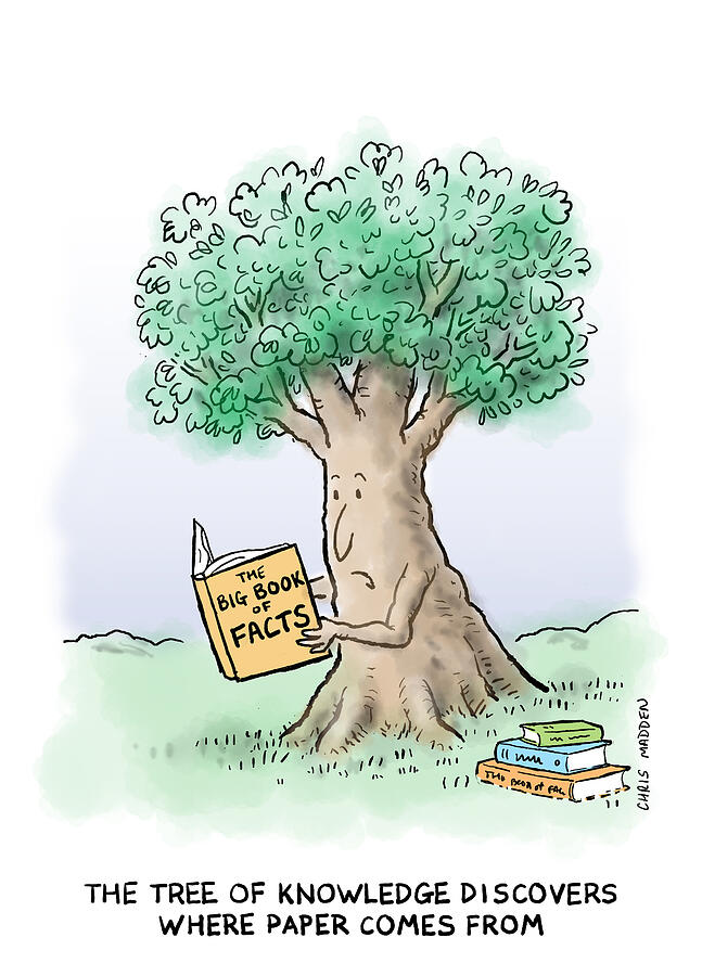 The Tree Of Knowledge Discovers That Paper Is Made From Wood Drawing by ...