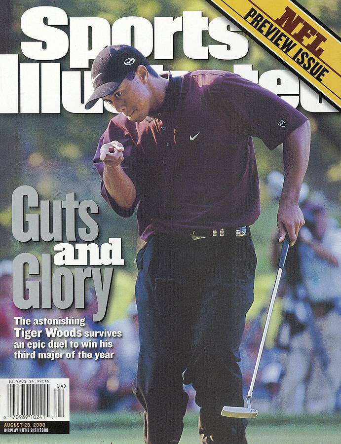 Tiger Woods Celebrates Golfing Triumph Photograph - Tiger Woods, 2000 Pga Championship Sports Illustrated Cover by Sports Illustrated