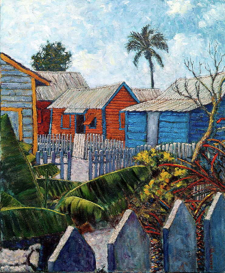 Tin Roofs And Clapboard - Nassau, Bahamas Painting by Ritchie Eyma