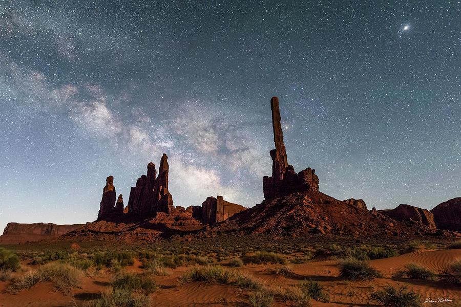 Totem Pole, Yei Bi Che and Milky Way Photograph by Dan Norris
