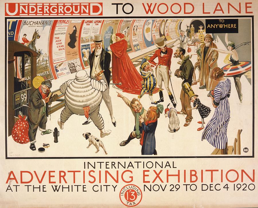 Underground To Wood Lane International Advertising Painting by Frederick Charles Herrick