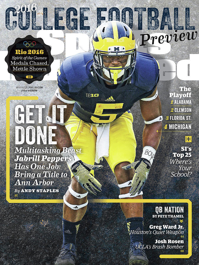Jabrill Peppers College Football Feature Photograph - University Of Michigan Jabrill Peppers, 2016 College Sports Illustrated Cover by Sports Illustrated