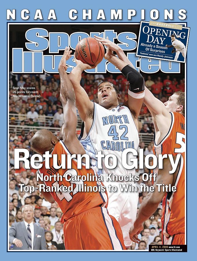 North Carolina's Victory Moment Photograph - University Of North Carolina Sean May, 2005 Ncaa National Sports Illustrated Cover by Sports Illustrated