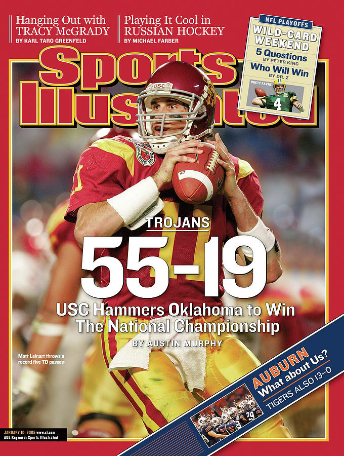 Matt Leinart Celebrates Championship Victory Photograph - University Of Southern California 2004 Bcs National Sports Illustrated Cover by Sports Illustrated