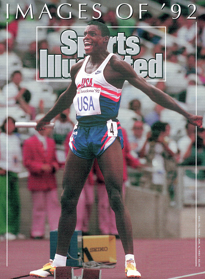 Olympic Track Star Celebrates Victory Photograph - Usa Carl Lewis, 1992 Summer Olympics Sports Illustrated Cover by Sports Illustrated