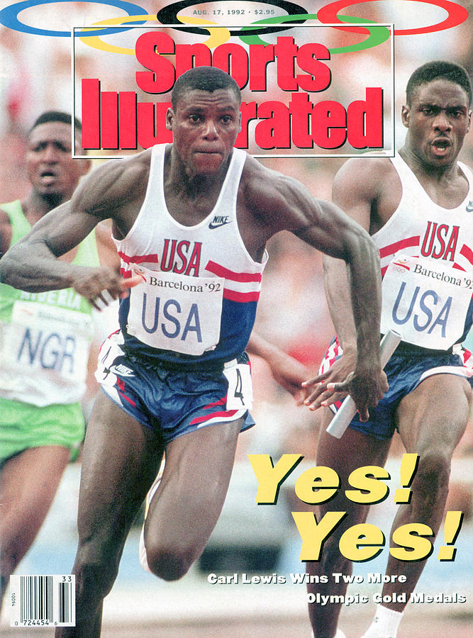 Carl Lewis Wins at Barcelona Olympics Photograph - Usa Carl Lewis And Dennis Mitchell, 1992 Summer Olympics Sports Illustrated Cover by Sports Illustrated