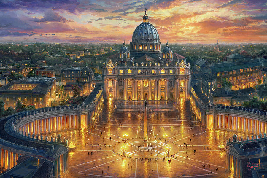 Ｔｈｅ Ｖａｔｉｃａｎ （高品質カラー印刷） Vatican Sunset by Thomas Kinkade Studios