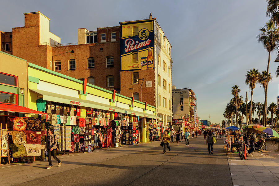 Venice Beach Boardwalk at Sunset Digital Art - Venice Beach, Los Angeles by Brook Mitchell