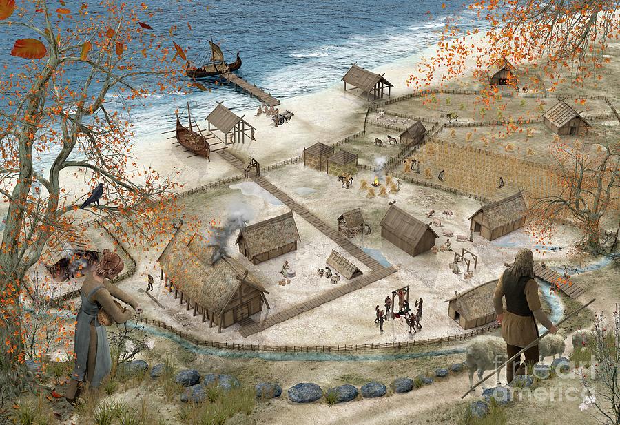 Viking Village In Winter by Claus Lunau / Science Photo Library