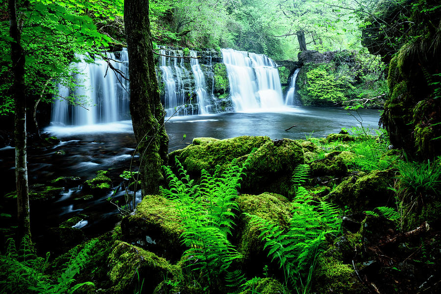 Serene Waterfall in Lush Forest Digital Art - Waterfalls by Ben Pipe