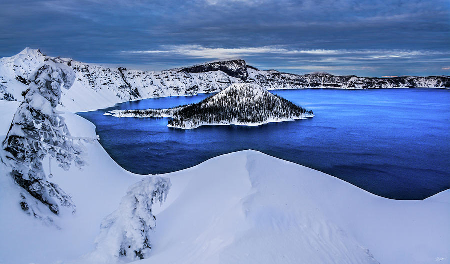 Winter at Crater Lake Photograph by Russell Wells