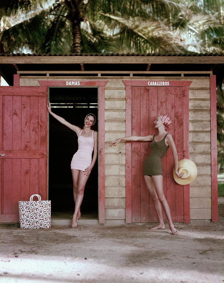 Women Outside Changing Rooms At The Beach by Leombruno-Bodi