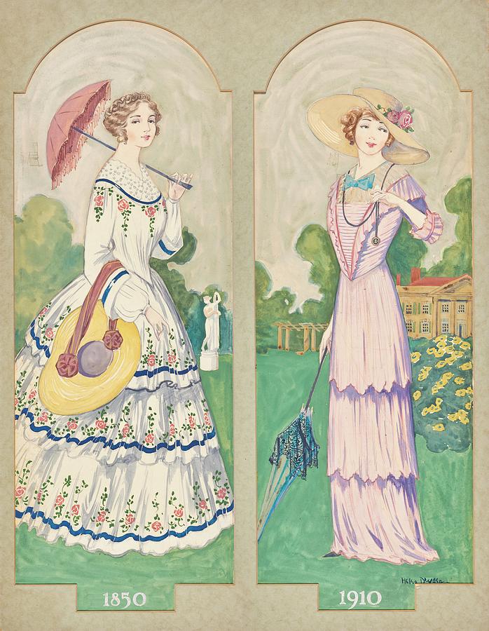 Women's Afternoon Gowns From 1850 Versus From 1910 by Helen Dryden