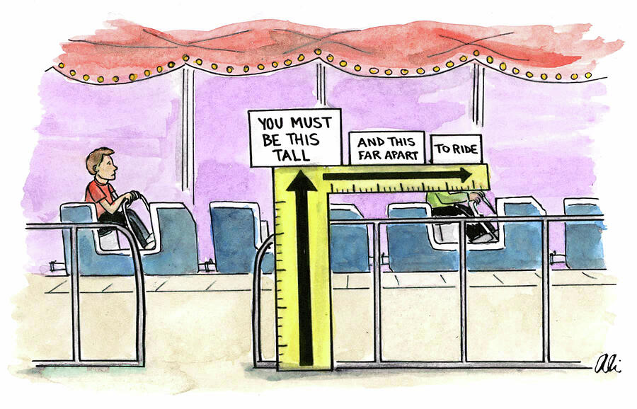 You Must Be This Tall And This Far Apart To Ride Drawing by Ali Solomon ...