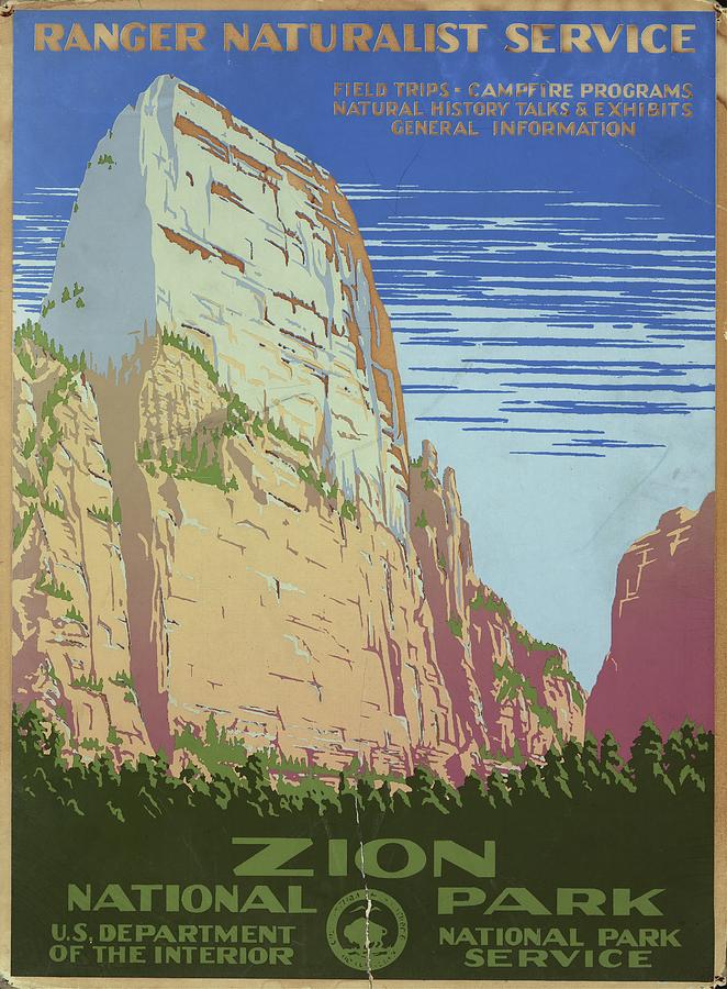Zion National Park, Ranger Naturalist Service Painting by Don Chester Powell