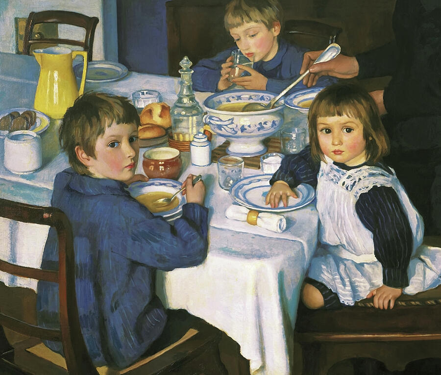 At Breakfast by Zinaida Serebriakova Painting by The Luxury Art Collection