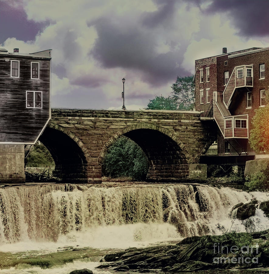 Battell Bridge waterfall in Middlebury, Vermont #1 Photograph by Eric Killorin