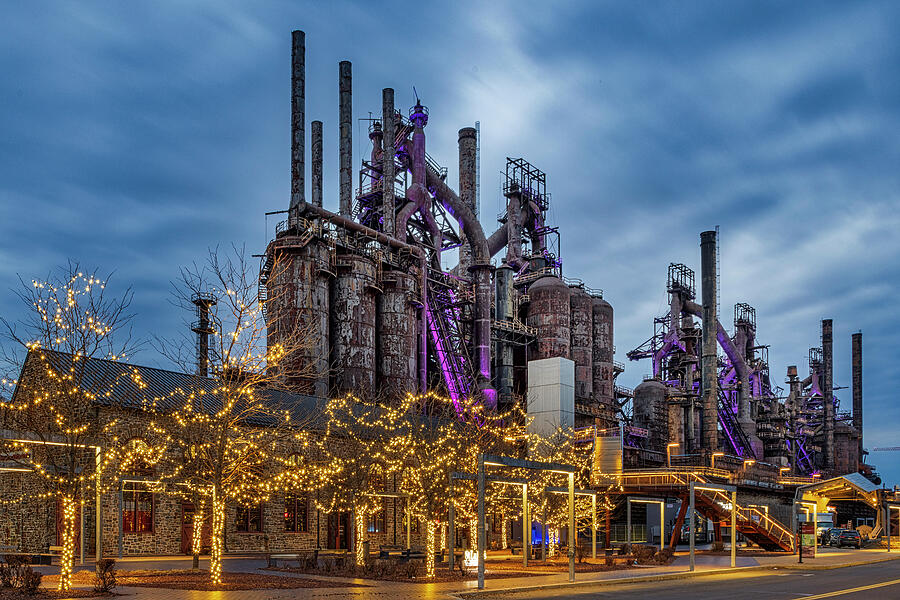 Bethlehem Steel Stacks at Twilight Photograph - Bethlehem Steel Stacks PA  #2 by Susan Candelario