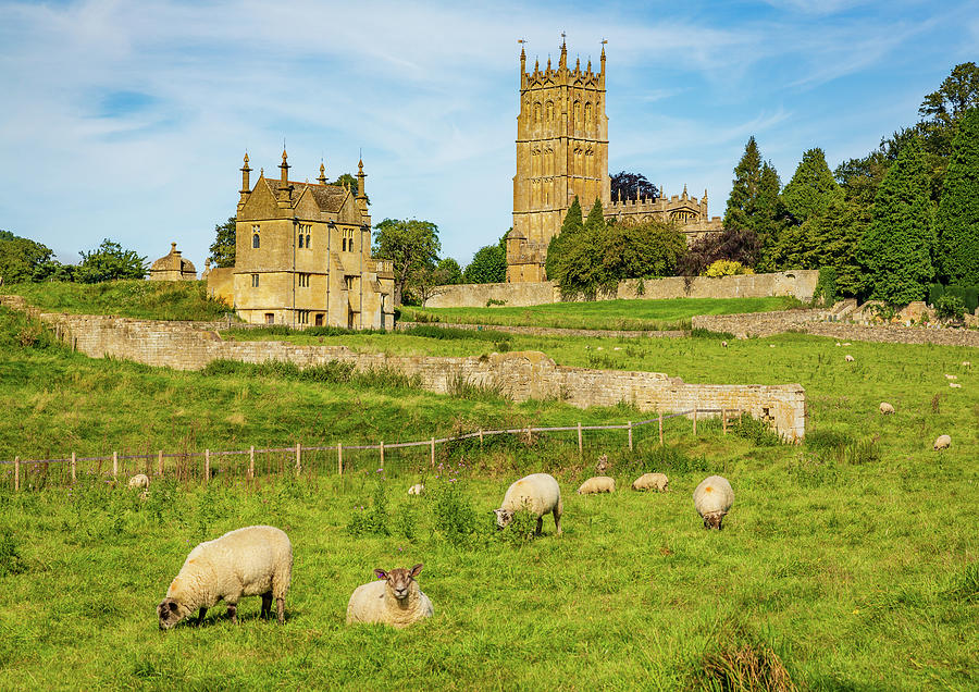 Church St James across meadow in Chipping Campden #1 Photograph by Steven Heap