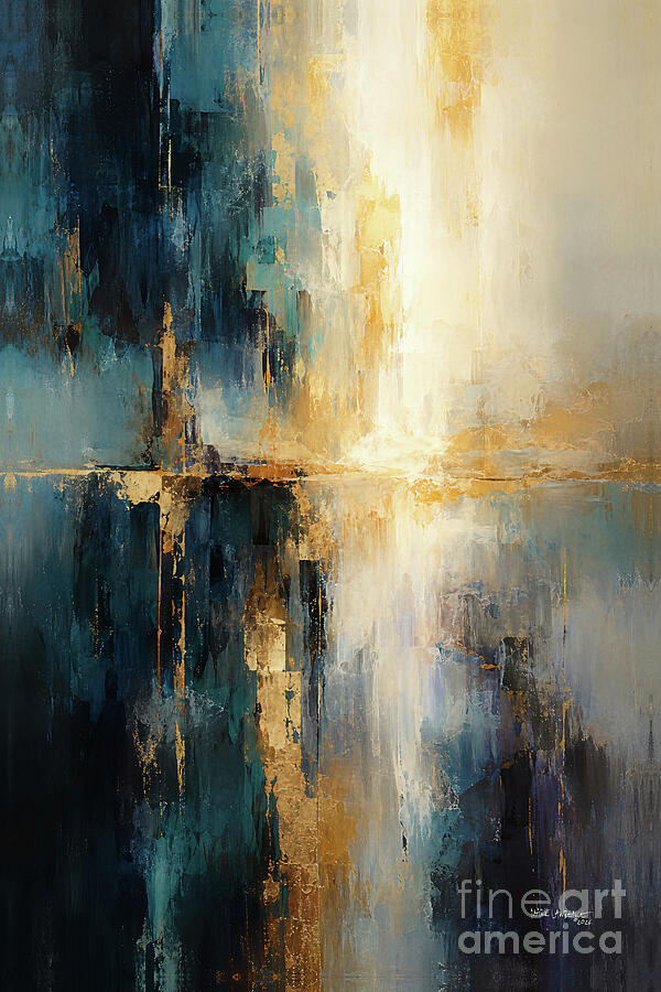 Golden Horizon Reflection Painting - 1 Corinthians 13 4. Love Is Patient Love Is Kind by Mark Lawrence