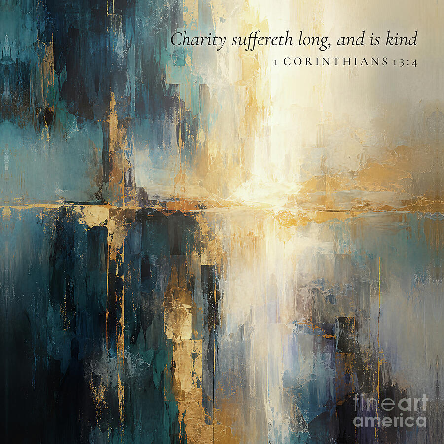 1 Corinthians 13 4 Square Christian Art, Love Is Kind Painting by Mark Lawrence