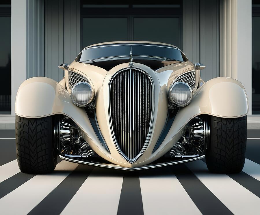 Vintage Luxury Car Front View Digital Art - Imagine #1 by David Manlove