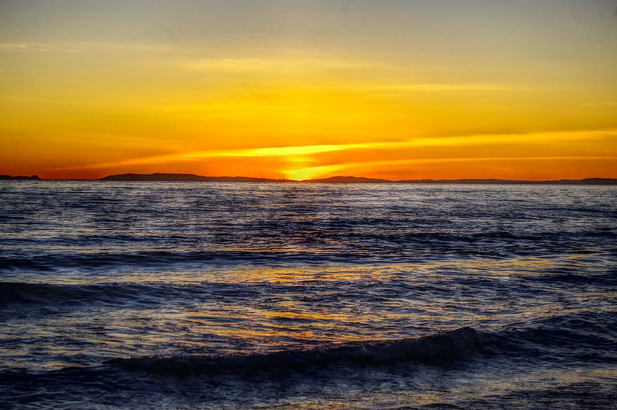 Marbella Sunset and breaking waves #1 Photograph by Murray Croft