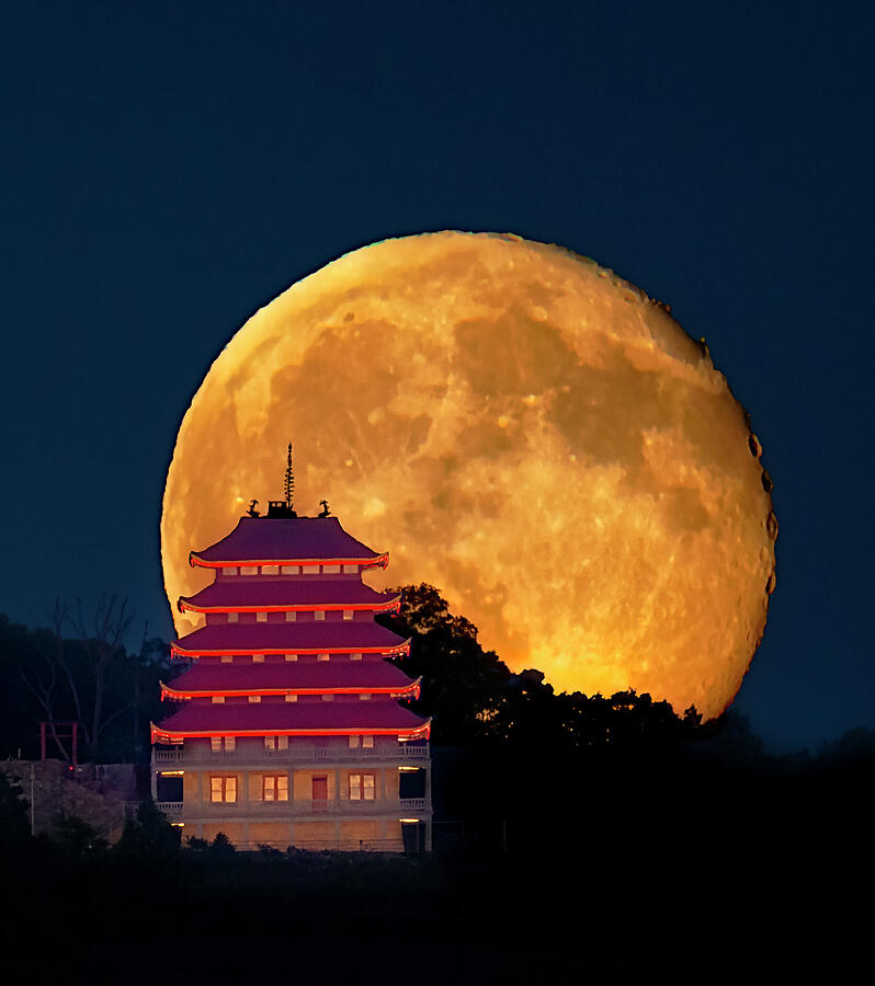Moonlit Reading PA Pagoda #1 Photograph by Susan Candelario
