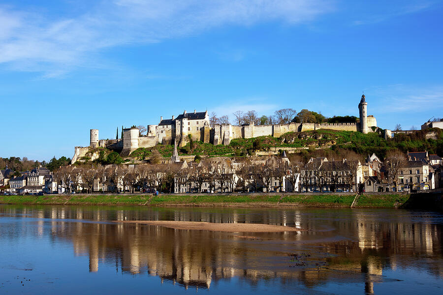 Château Overlooking the River Photograph - Picturesque riverside Chinon town in spring, France #1 by Seeables Visual Arts