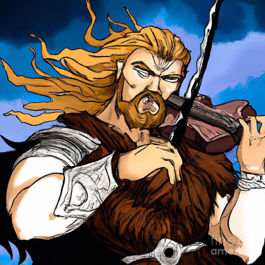 Pinchas Viking  #1 Mixed Media by Bencasso B