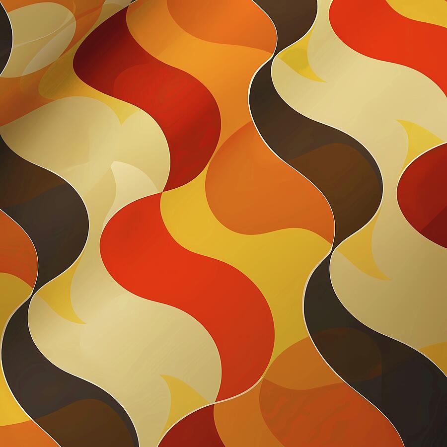 Retro_70s_patterns_warm_colors_funky_shapes_nostalgic_No 3 #1 Digital Art by Andre Petrov