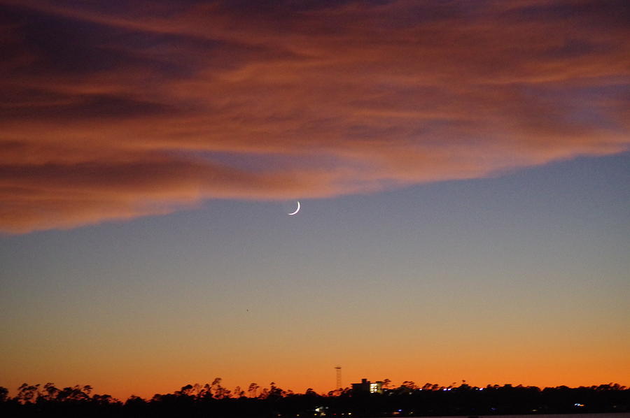 Sunset and Waxing Crescent #1 Photograph by Murray Croft