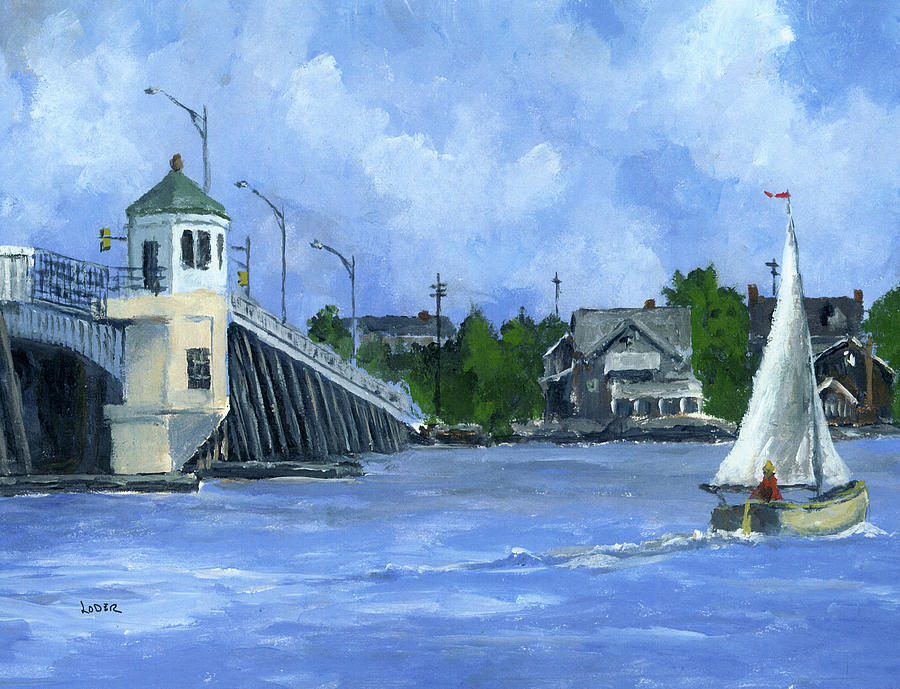 The Mantoloking Bridge #1 Painting by Robert Loder Jr