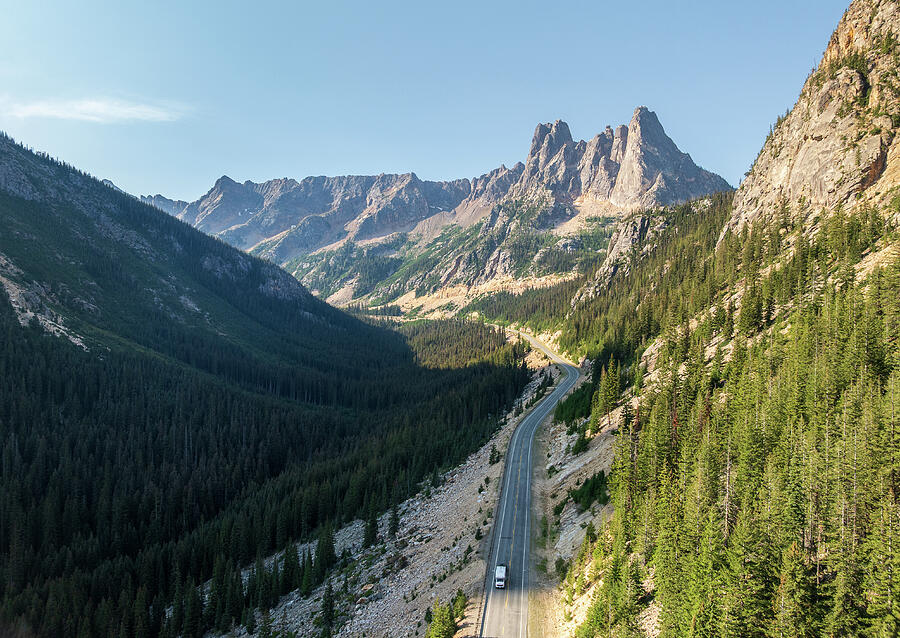 Scenic Highway through Majestic Mountains Photograph - View of the North Cascades Highway looking towards the Washingto #1 by Steven Heap