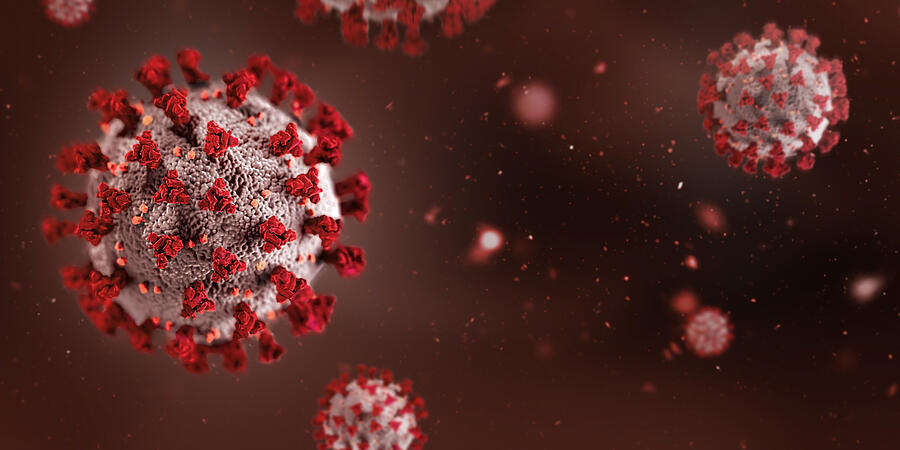 Virus in dark red background #1 Photograph by Olga Siletskaya