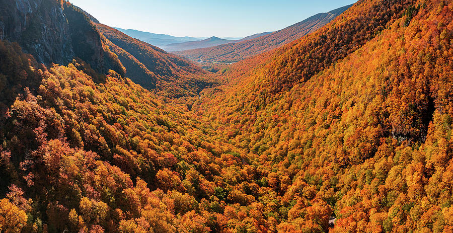 Aerial view of Smugglers Notch in the fall #2 Photograph by Steven Heap
