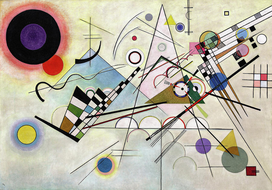 Kandinsky's Geometric Colorful Composition Painting - Composition 8 by Wassily Kandinsky