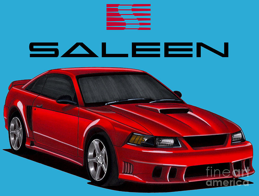Exclusive movie car art red Saleen Ford Mustang S281 V8 2 Fast 2