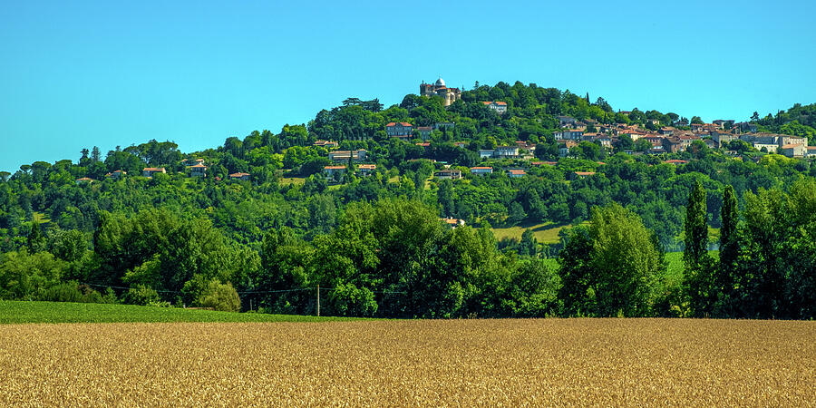 Hillside Village Under Blue Sky Photograph - Penne dAgenais #2 by Seeables Visual Arts